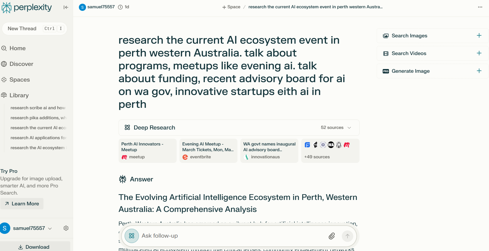 Perplexity AI's Deep Research